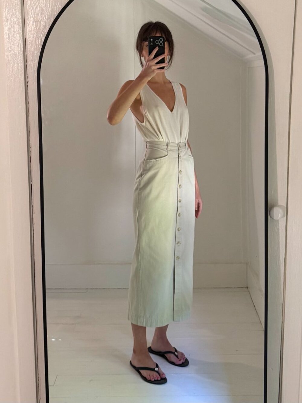 GAP Vintage Cream Button-Front Midi Skirt - Picture 3 of 11